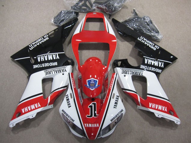 Carenados Moto Yamaha YZF R1 1998-1999 - Blanco Rojo Negro Brillante Yamalube 50