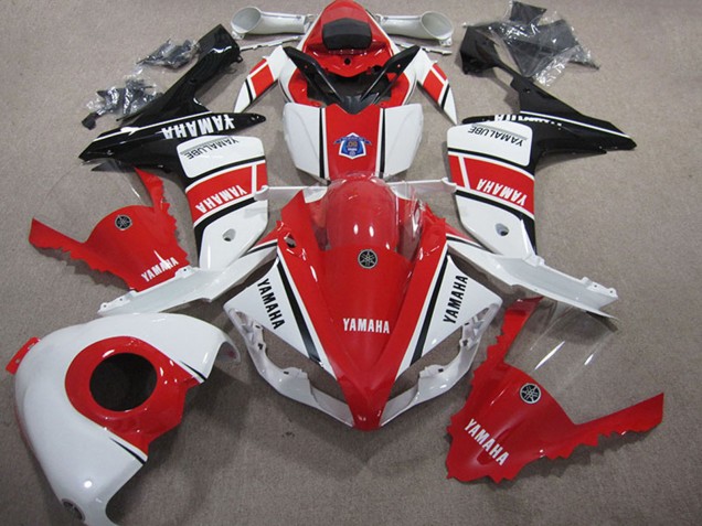 Carenado Moto Yamaha YZF R1 2007-2008 - Blanco Rojo Negro Brillante