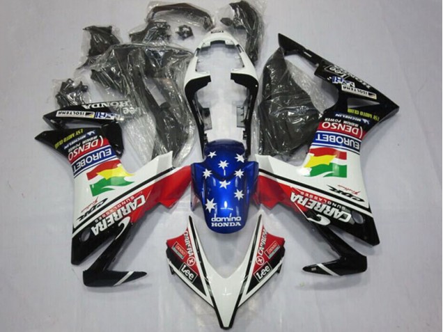 Carenados Moto Honda CBR500R 2013-2015 - Blanco Rojo Azul Negro Brillante Estrella Carrera Lee DENSO EuroBet