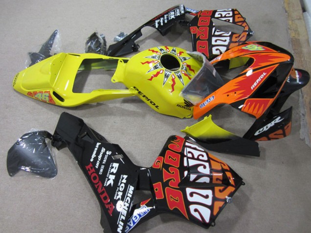 Carenados Moto Honda CBR600RR 2003-2004 - Amarillo Naranja Negro Brillante Rossi Repsol 46