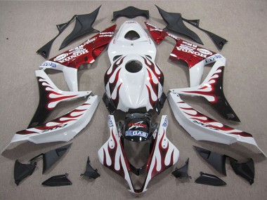 Carenados Moto Honda CBR1000RR 2004-2005 - Blanco Rojo Negro Brillante Llama Tiburón