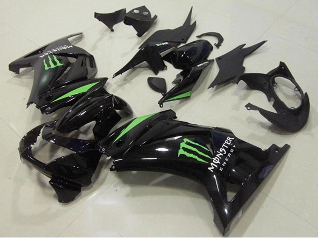 Carenados Moto Kawasaki ZX250R 2008-2012 - Negro Brillante Verde Monstruo Energy