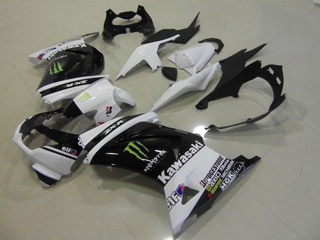Carenados Moto Kawasaki ZX250R 2008-2012 - Blanco Negro Brillante Verde Elf Monstruo