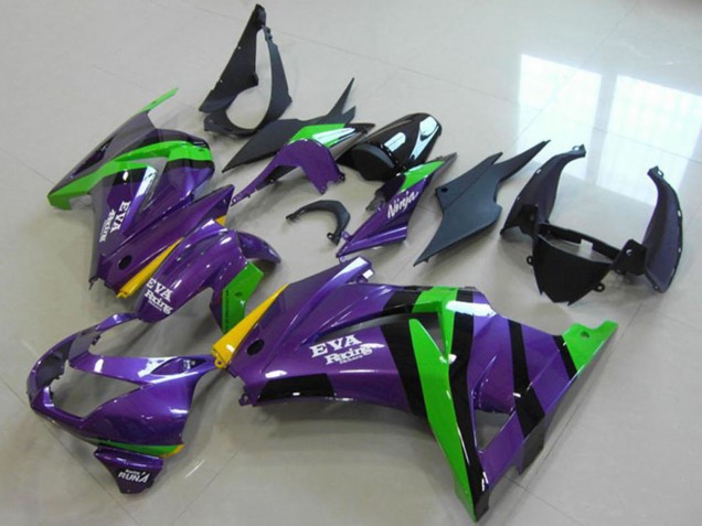 Carenados Moto Kawasaki ZX250R 2008-2012 - Púrpura Verde Amarillo Negro EVA Racing