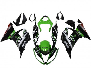 Carenados Moto Kawasaki ZX6R 2013-2018 - Verde Negro Blanco Elf Monstruo