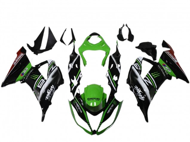 Carenados Moto Kawasaki ZX6R 2013-2018 - Verde Negro Blanco Elf Monstruo