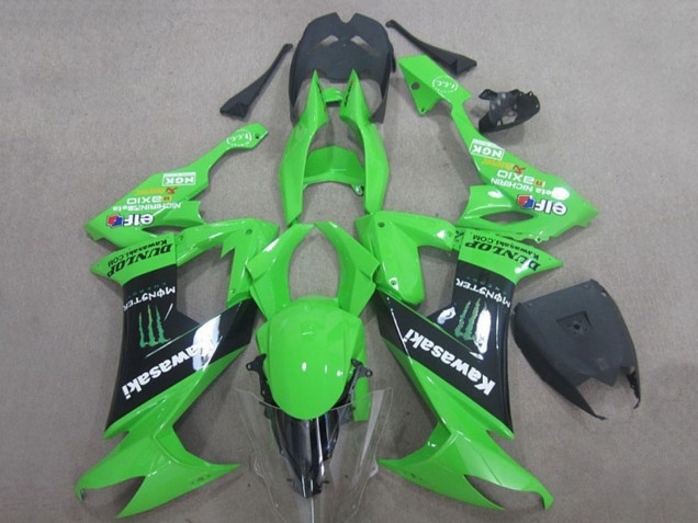 Carenados Moto Kawasaki ZX10R 2008-2010 - Verde Negro Monstruo Energy Elf Dunlop