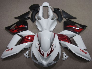 Carenados Moto Kawasaki ZX14R ZZR1400 2006-2011 - Blanco Rojo Negro