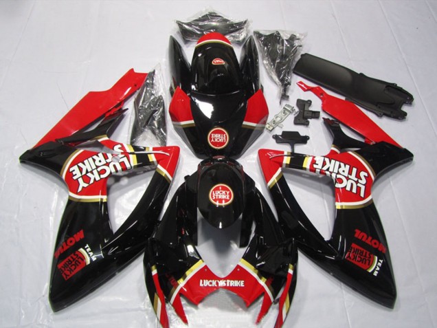 Carenados Moto Suzuki GSXR 600 2006-2007 - Negro Brillante Rojo Blanco Lucky Strike Motul