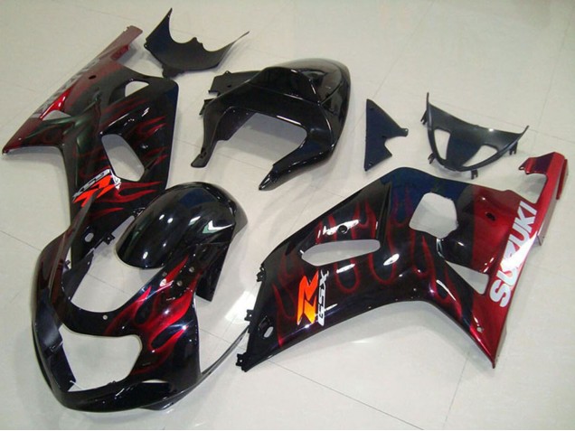 Carenados Moto Suzuki GSXR 750 2001-2003 - Negro Brillante Rojo Llama