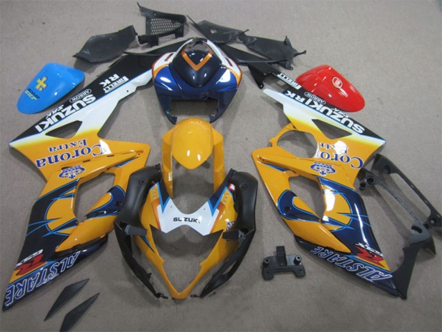 Carenados Moto Suzuki GSXR 1000 2005-2006 - Blanco Amarillo Azul Negro Corona Extra Alstare