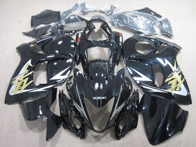 Carenados Moto Suzuki GSXR 1300 Hayabusa 2008-2020 - Negro Brillante Blanco Oro Calcomanía