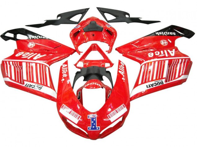 Carenados Moto Ducati 1098 2007-2014 - Blanco Rojo Negro Brillante Alice 1