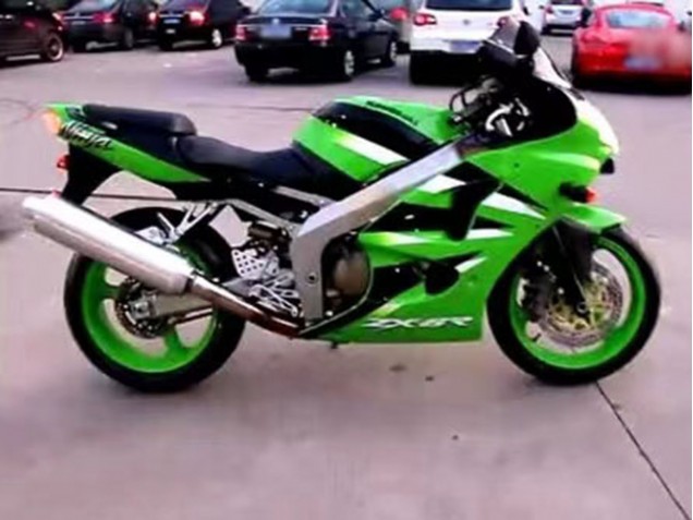 Carenado Moto Kawasaki ZX6R 2000-2002 - Verde Blanco Negro