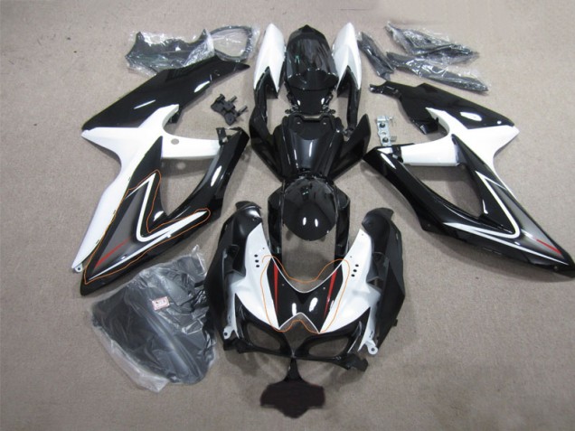 Negro Blanco ABS Plástica Suzuki GSXR 600 K8 2008-2010