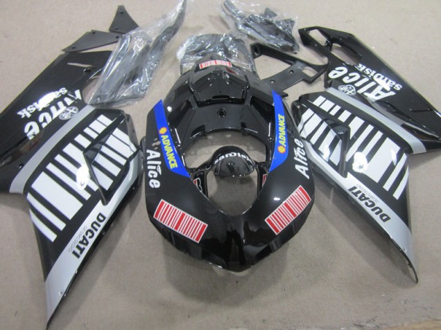 Negro Blanco Advance Alice Carenado Ducati 1098 2007-2014 Negro Blanco Advance Alice Carenado Ducati 1098 2007-2014