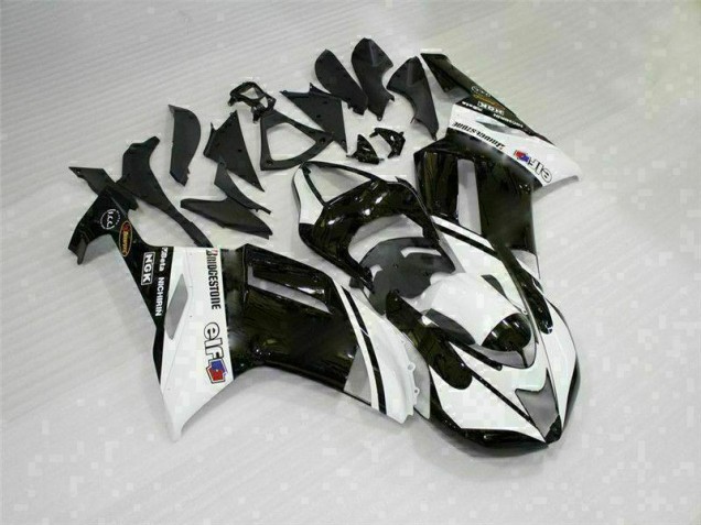 Negro Blanco Carrocería Kawasaki ZX6R 2007-2008 Negro Blanco Carrocería Kawasaki ZX6R 2007-2008