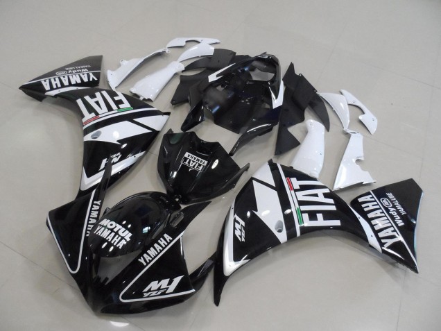 Negro Blanco Fiat ABS Carenado Yamaha R1 2012-2014 Negro Blanco Fiat ABS Carenado Yamaha R1 2012-2014