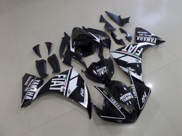 Negro Blanco Fiat Plástico Yamaha R1 2009-2011 Negro Blanco Fiat Plástico Yamaha R1 2009-2011
