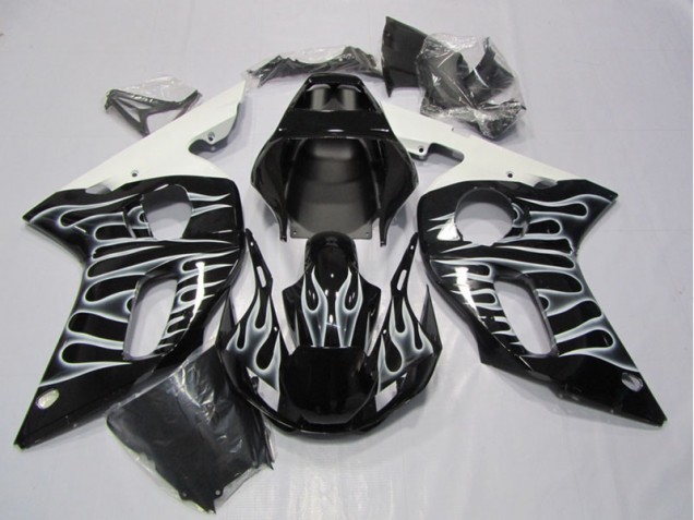 Negro Blanco Llama Carenado Yamaha R6 1998-2002 Negro Blanco Llama Carenado Yamaha R6 1998-2002