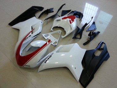 Negro Mate Blanco con Rojo Raya Carenado Ducati 848 1098 1198 2007-2014