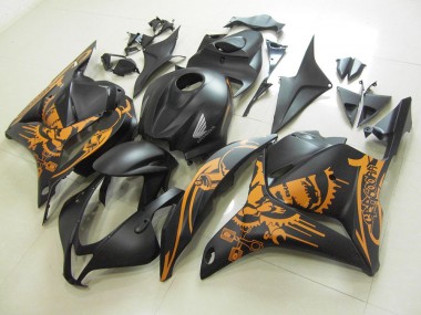 Negro Mate Naranja Pegatinas Carenado Honda CBR 600 RR 2009-2012