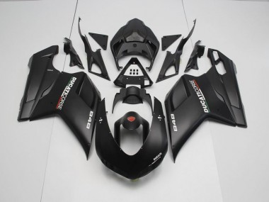 Negro Mate con Blanco Calcomanías Carenado Ducati 848 1098 1198 2007-2014