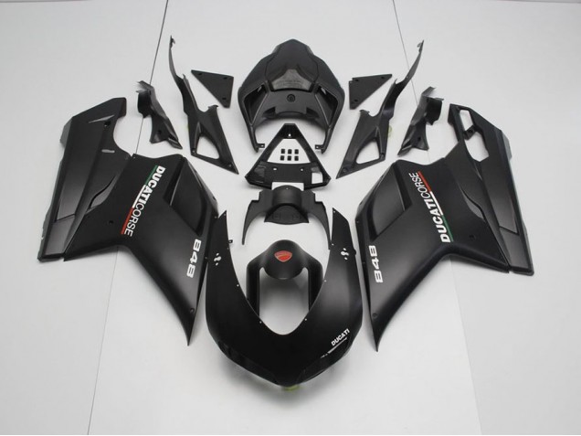 Negro Mate con Blanco Calcomanías Carenado Ducati 848 1098 1198 2007-2014 Negro Mate con Blanco Calcomanías Carenado Ducati 848 1098 1198 2007-2014