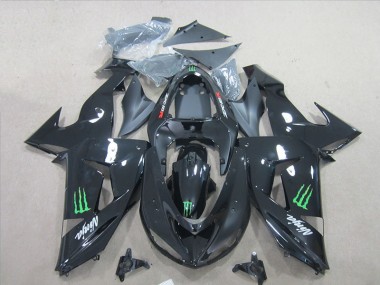 Negro Ninja Verde Monster Carenado Kawasaki ZX6R 2007-2008