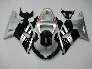 Negro Plata Carenado & Plástico Suzuki GSXR 600 / 750 K1 K2 K3 2001-2003