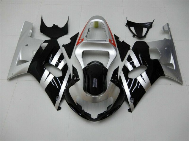 Negro Plata Carenado & Plástico Suzuki GSXR 600 / 750 K1 K2 K3 2001-2003