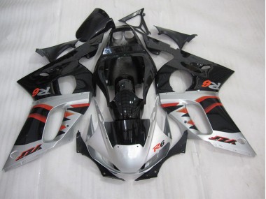 Negro Plata Inyección Kit Carenado Yamaha R6 1998-2002