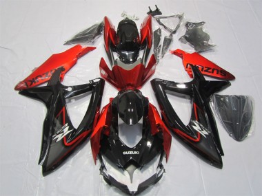 Negro Rojo ABS Kits Carenado Suzuki GSXR 1000 K7 2007-2008