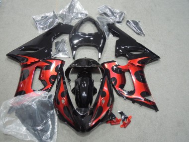 Negro Rojo Carenado Kawasaki ZX6R 2005-2006