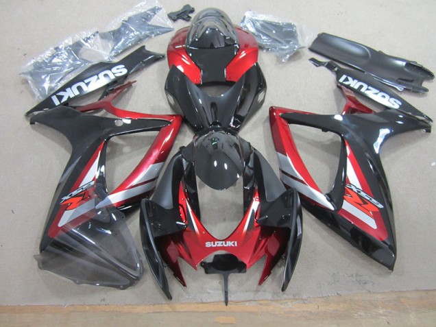 Negro Rojo Kit Completo Carenado Suzuki GSXR 750 K6 2006-2007 Negro Rojo Kit Completo Carenado Suzuki GSXR 750 K6 2006-2007