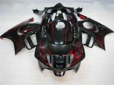 Negro Rojo Llama ABS Plástico Honda CBR 600 F3 1995-1998