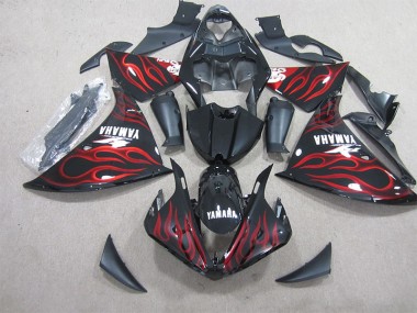 Negro Rojo Llama Blanco Calcomanía Carenado Yamaha R1 2009-2011
