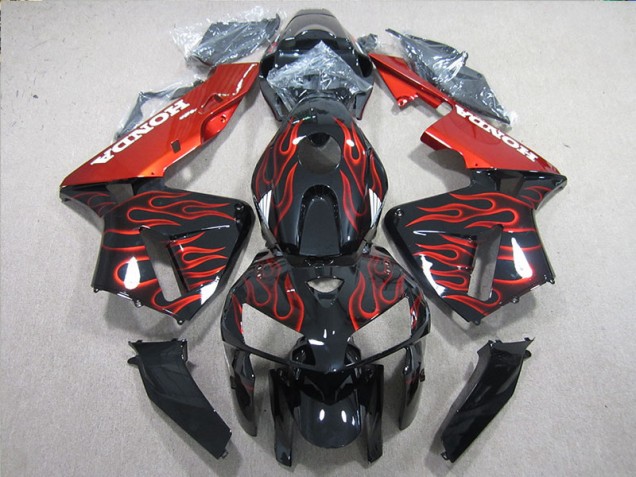Negro Rojo Llama Carenado Honda CBR 600 RR 2005-2006