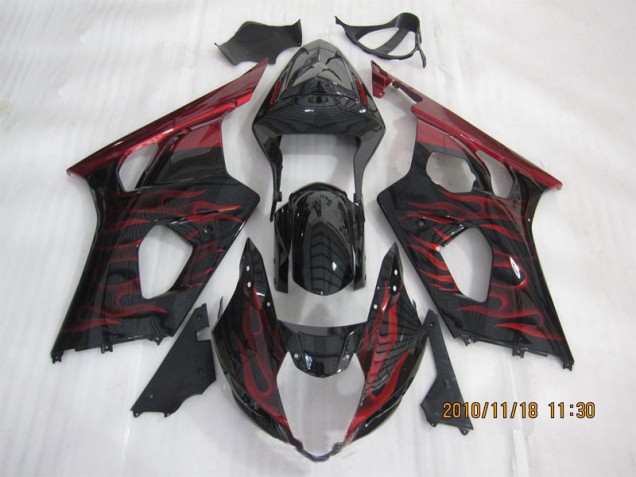 Negro Rojo Llama Carenado Suzuki GSXR 1000 K3 2003-2004 Negro Rojo Llama Carenado Suzuki GSXR 1000 K3 2003-2004