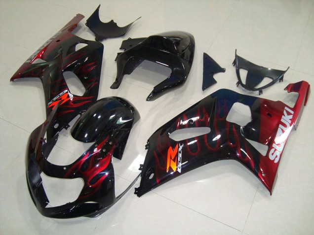 Negro Rojo Llama Carenado Suzuki GSXR 750 K1 K2 K3 2001-2003 Negro Rojo Llama Carenado Suzuki GSXR 750 K1 K2 K3 2001-2003