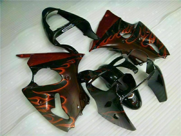 Negro Rojo Llama Kit Completo Carenado Kawasaki ZX6R 2000-2002 Negro Rojo Llama Kit Completo Carenado Kawasaki ZX6R 2000-2002