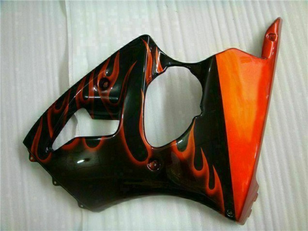 Negro Rojo Llama Kit Completo Carenado Kawasaki ZX6R 2000-2002 Negro Rojo Llama Kit Completo Carenado Kawasaki ZX6R 2000-2002