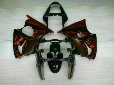 Negro Rojo Llama Kit Completo Carenado Kawasaki ZX6R 2000-2002