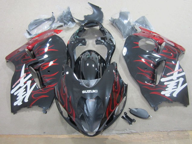 Negro Rojo Llama Plástica Suzuki GSXR 1300 Hayabusa 1996-2007 Negro Rojo Llama Plástica Suzuki GSXR 1300 Hayabusa 1996-2007