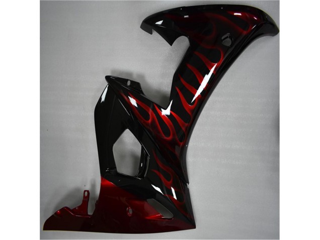Negro Rojo Llama Plástico Yamaha R6 2003-2005