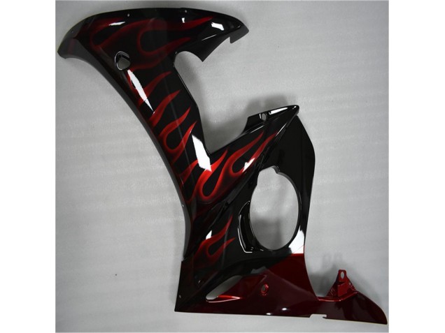 Negro Rojo Llama Plástico Yamaha R6 2003-2005