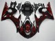 Negro Rojo Llama Plástico Yamaha R6 2003-2005