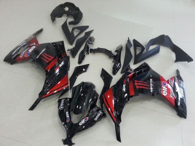 Negro Rojo Monster Carenado Kawasaki ZX 300R 2013-2016