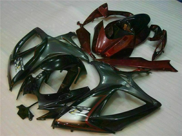 Negro Rojo Plástica Suzuki GSXR 600 / 750 K6 2006-2007 Negro Rojo Plástica Suzuki GSXR 600 / 750 K6 2006-2007