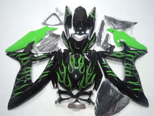 Negro Verde Llama Carenado Suzuki GSXR 600 K8 2008-2010